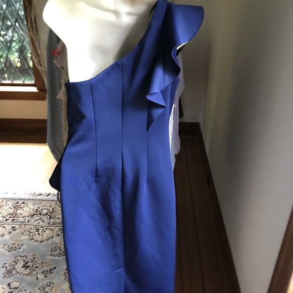 Eliza j off shoulder blue dress with ruffle - Picture 4 of 7